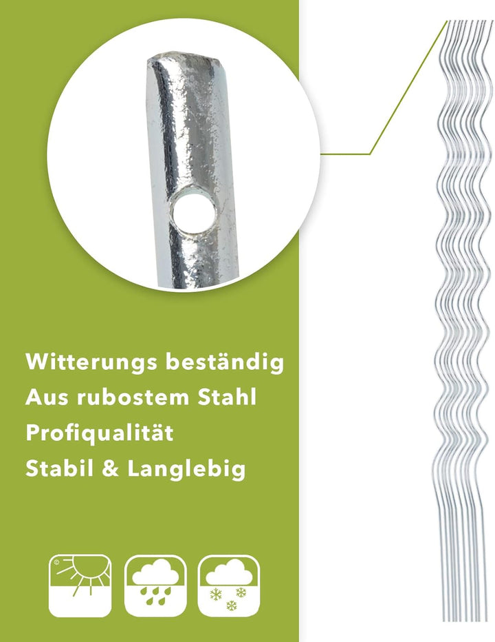Floordirekt Tomatenspiralstäbe inkl. Zubehör Set - 180 cm Länge - 10 Stück - Tomatenstab - Spiralsta