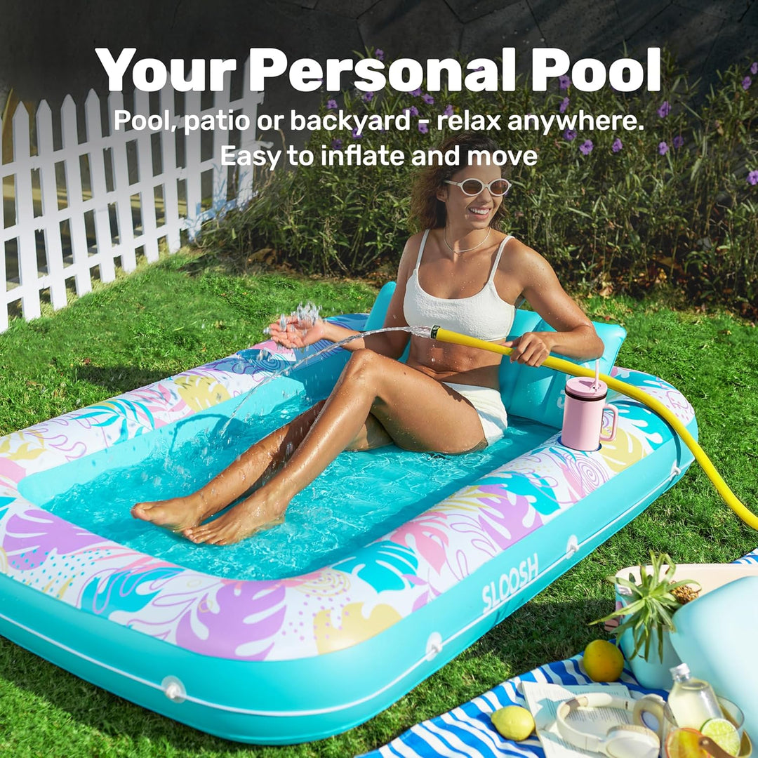 SLOOSH Aufblasbare Tanning Pool, 70" x 46"/ 85" x 57" Grosse aufblasbarer Luftmatratze für Erwachsen