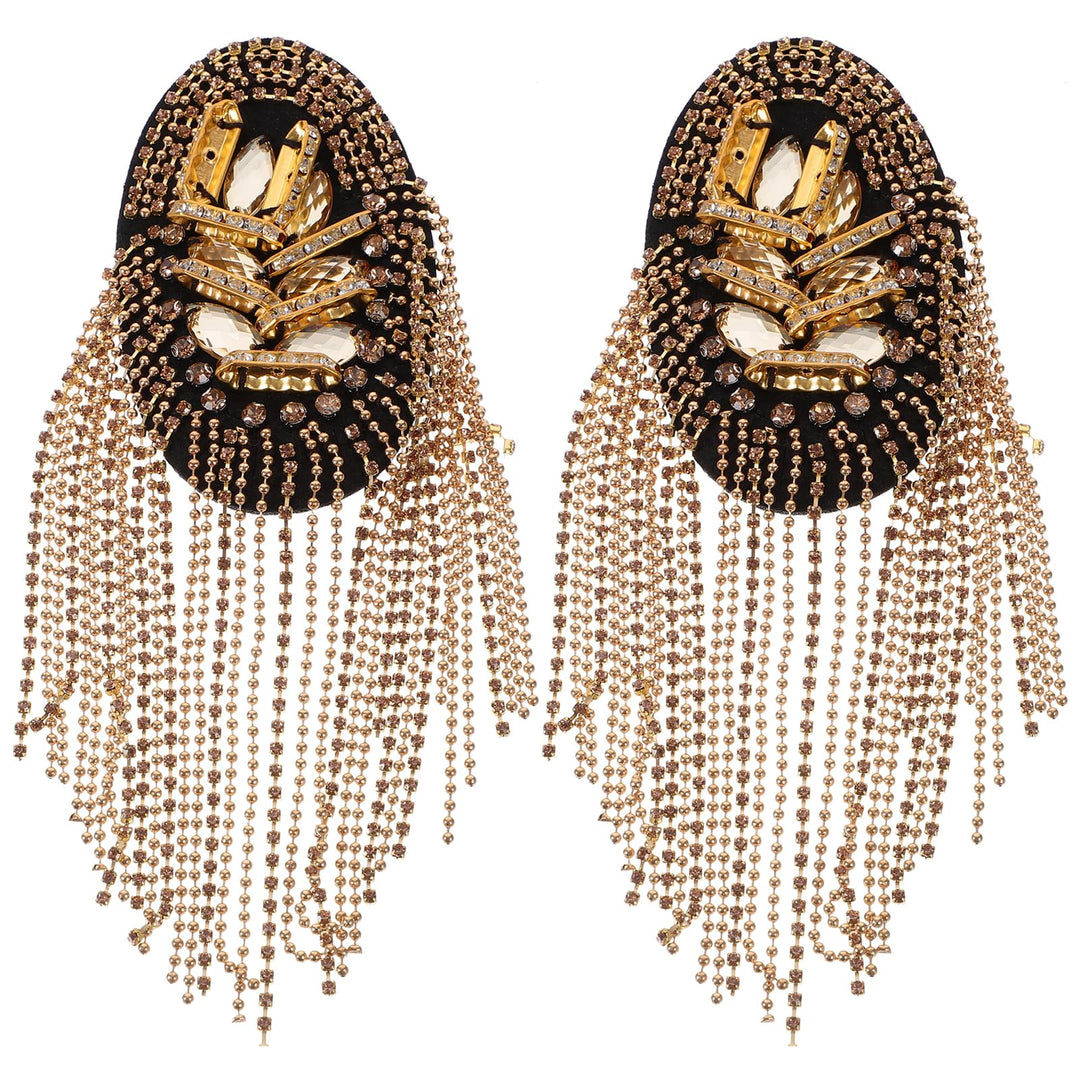 SOIMISS 1 Paar Gold Quaste Epaulet Strass Schulterbrett Kostüm Schulterabzeichen Dekor Schulter Mark