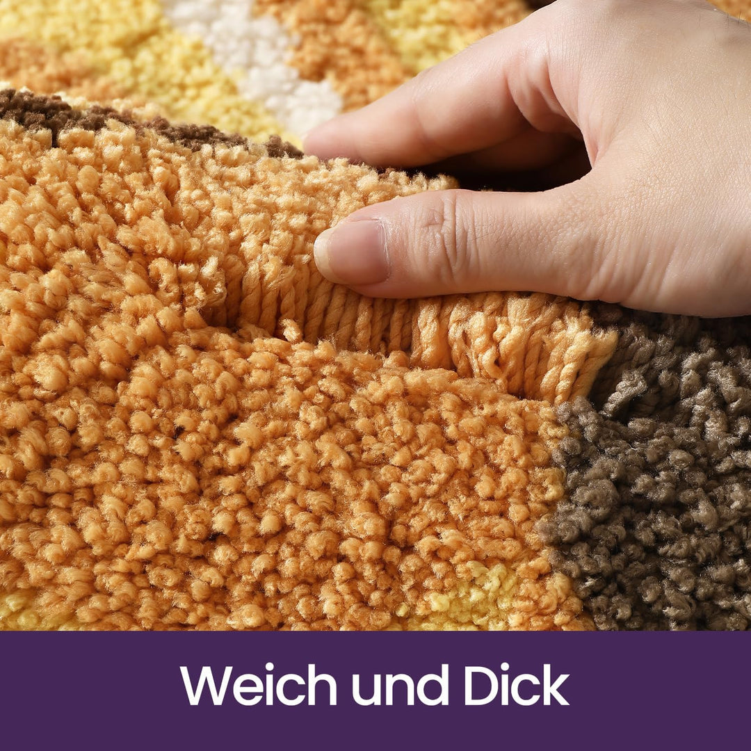 DEXI Badezimmerteppich 51 x 91 cm, Badematte rutschfest Absorbierende mit Sonnenblumenmuster, Blumen