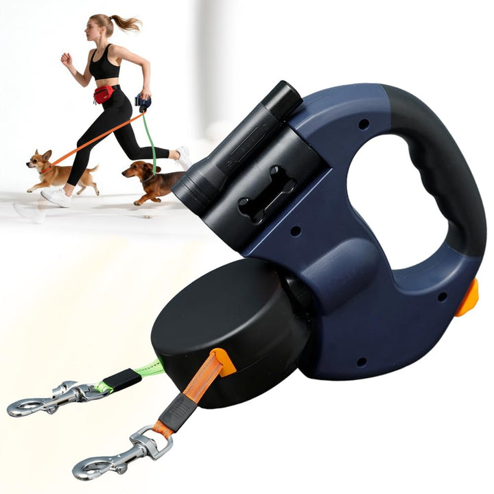 3m Hundeleine Doppelleine für 2 Hunde, Rollleine Einziehbare Hundeleine mit LED Licht, Automatische