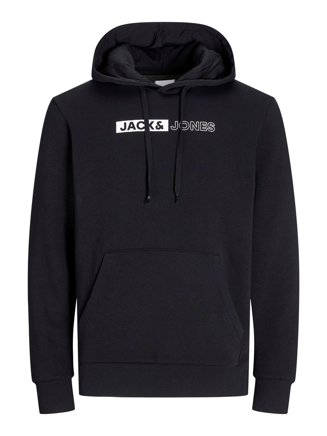 JACK & JONES Hoodie Herren Regular Fit JJEADRIAN Kapuzenpullover Pullover Sweater Print Schwarz Grau