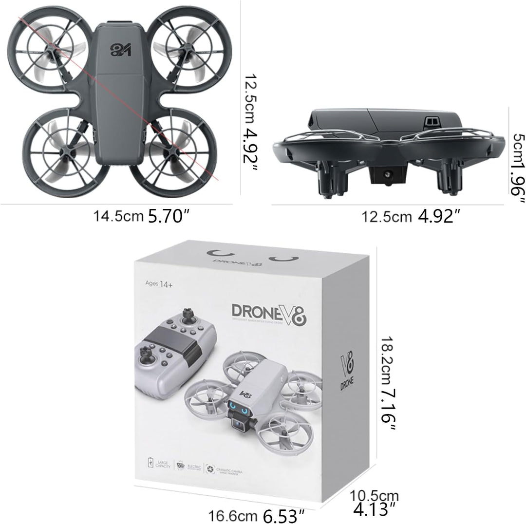 Mini RC Drohne mit Kamera, Propellerschutz, LED-Augenlichter, Hindernisvermeidung, optische Position