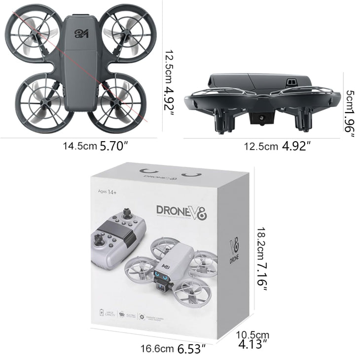 Mini RC Drohne mit Kamera, Propellerschutz, LED-Augenlichter, Hindernisvermeidung, optische Position