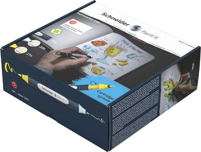 Schneider 040 Paint-It Twinmarker Set V1 (Brush Tip & 1,0 mm Rundspitze, farbintensive Tinte auf Was