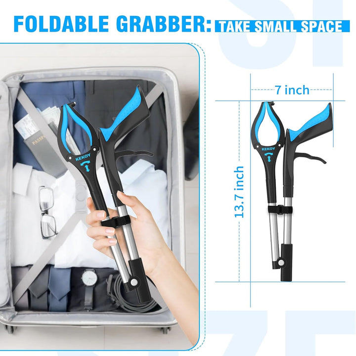 Kekoy Greifzange für Senioren 66cm Aluminium Müllzange, Faltbare Greifer für Senioren, Drehbar Müllg