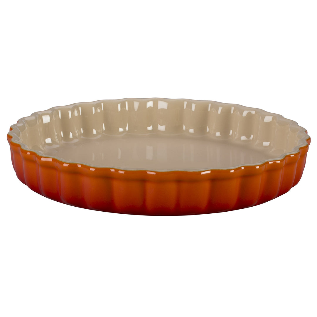 LE CREUSET Stoneware Fluted Flan Dish, 24 cm - Volcanic 24 cm Ofenrot, 24 cm Ofenrot