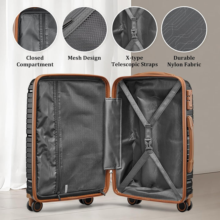 Joyway Kofferset 3 Teilig Hartschale Leicht Reisekoffer von PP Haltbar Trolley Handgepäck Sets mit T