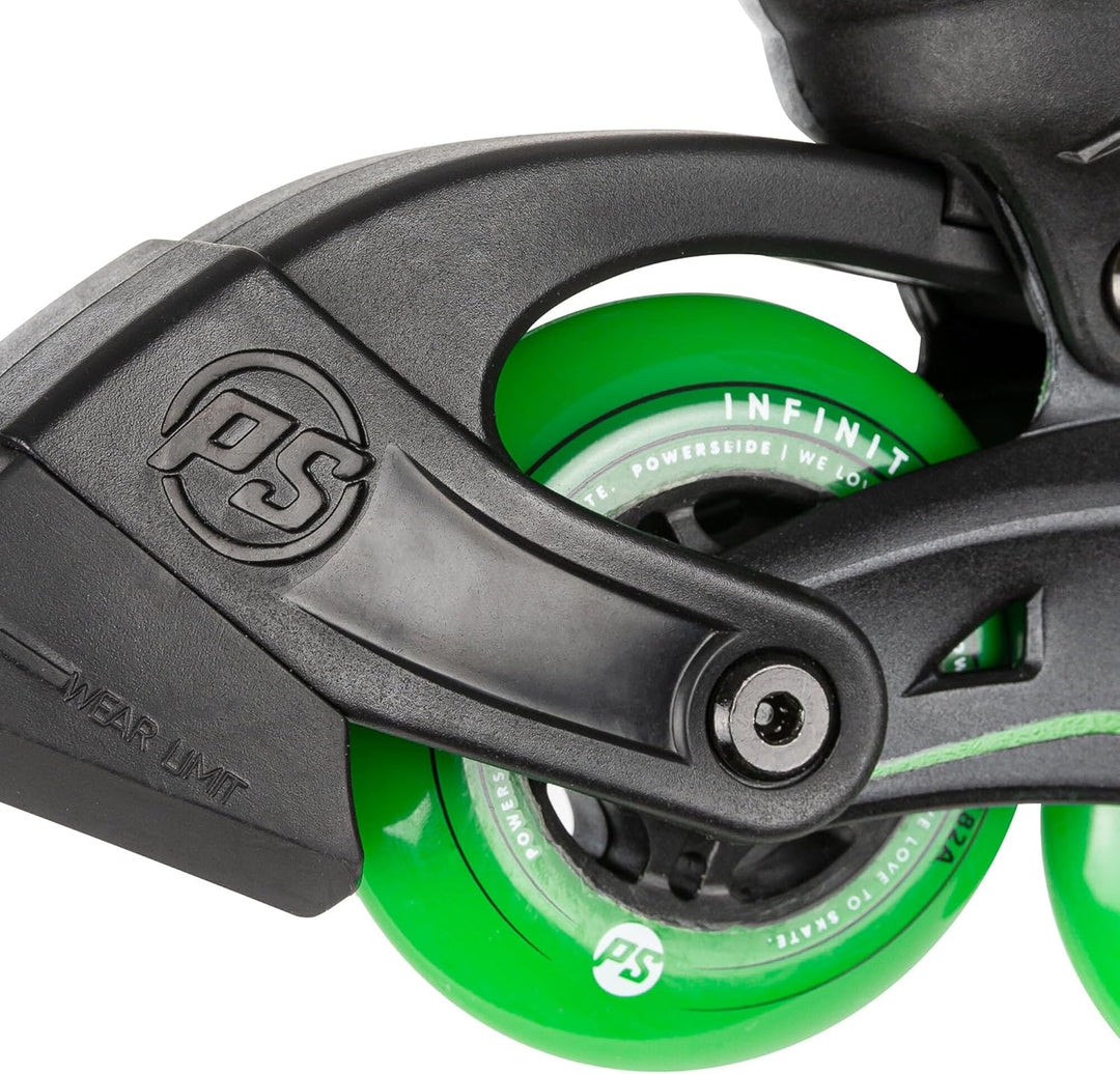 Powerslide Inline Skates Universe 4W Green, grössenverstellbar, Grün für Kinder, ABEC 7 Kugellager,