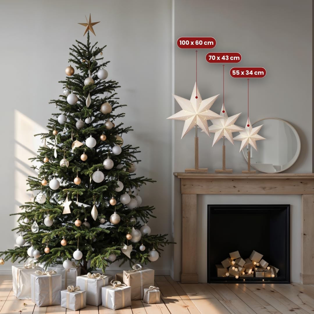 Fensterstern mit Beleuchtung | Weihnachtsdeko Fenster Beleuchtet| Weihnachtsdeko Innen | Papierstern
