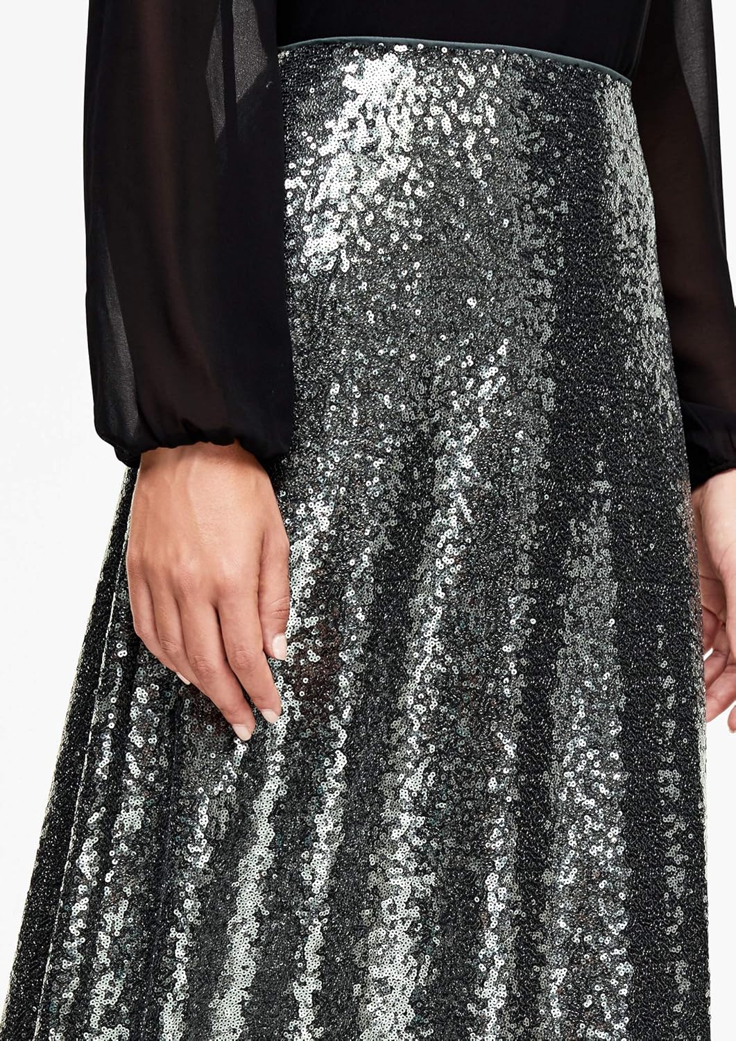 s.Oliver BLACK LABEL Damen Midirock mit funkelnden Pailletten Green 42