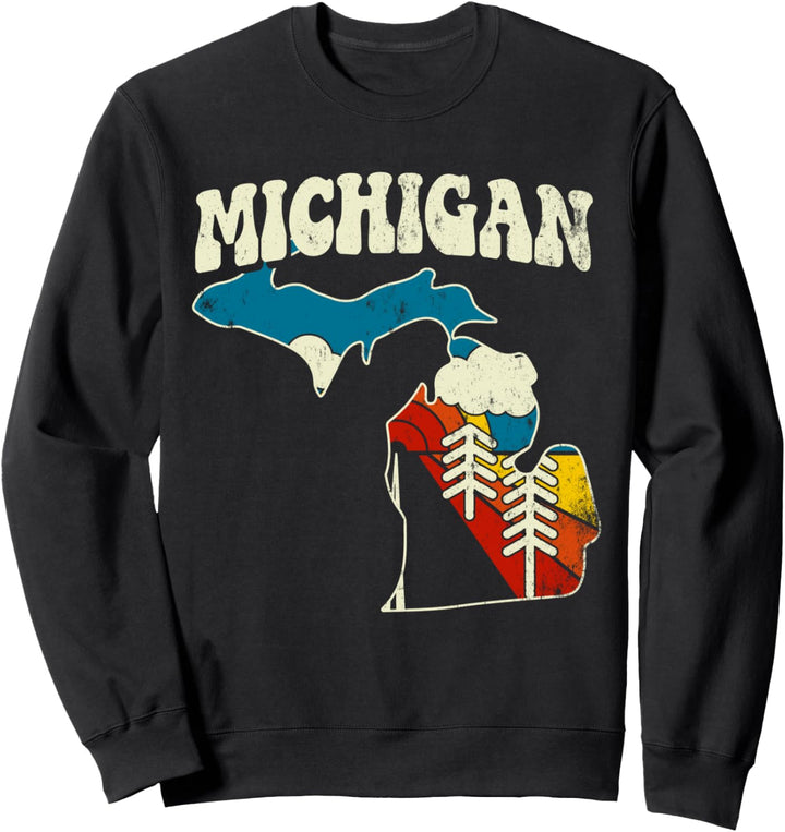 Michigan Vintage State Rainbow Hippie Retro Karte der 70er Jahre Sweatshirt
