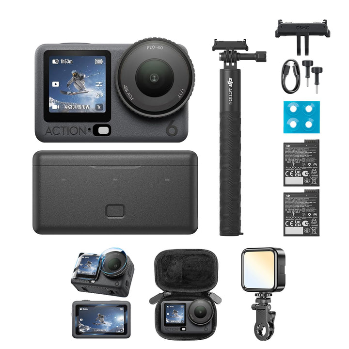 DJI Osmo Action 6 Erweiterte Combo, Action-Cam 4K mit 1/1,1″-Quadratsensor, Variable Blende von f/2,