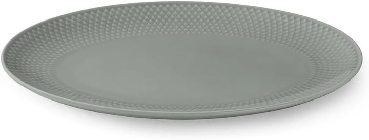 Lyngby Porcelæn - Rhombe Earth Servierplatte oval 21,5 x 28,5 cm, Moss Grau, Grau