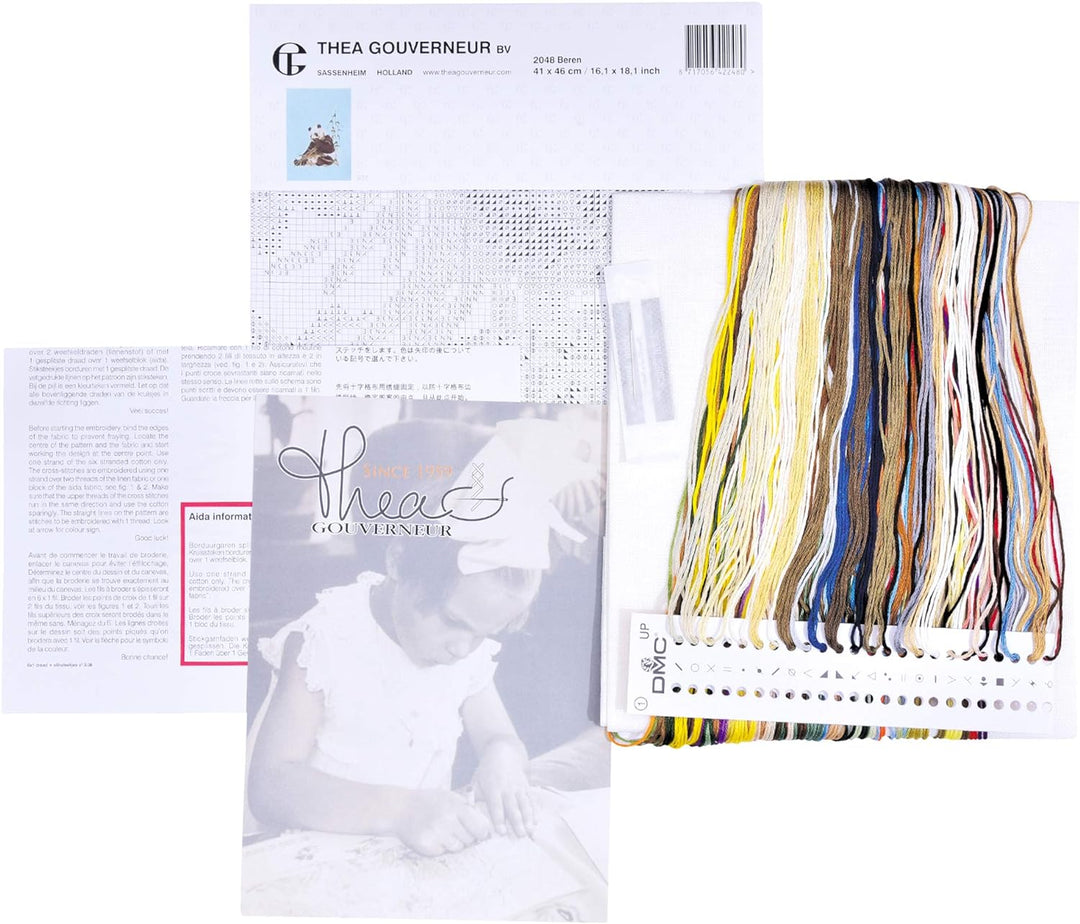 Thea Gouverneur - Kreuzstich-Set - Teddybären - Leinen - 32 Count - Für Erwachsene - 2048 41x46cm Te