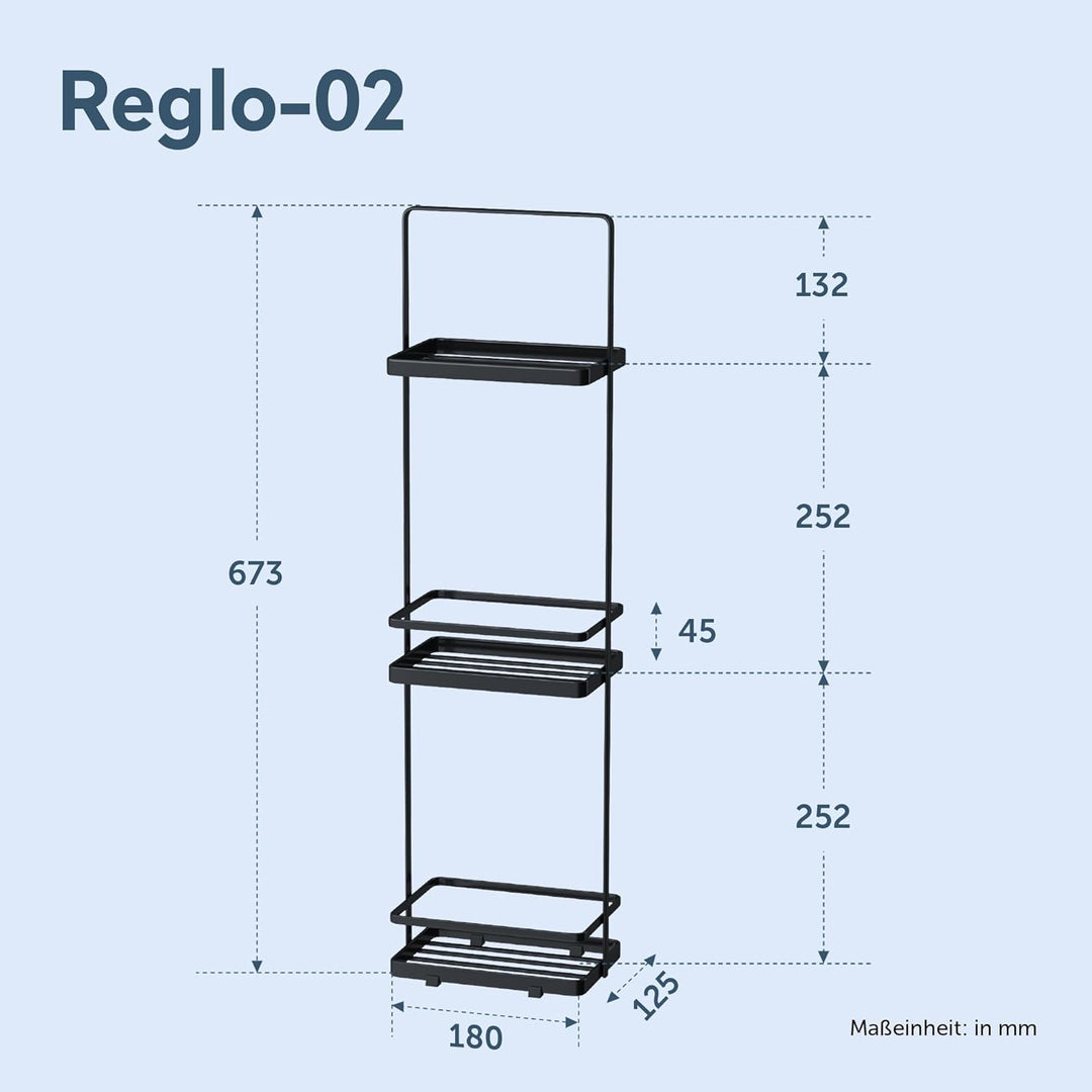 doporro Duschablage ohne Bohren, 3 Ebenen Badregal Stehend, Duschregal Schmales aus Metall, Modernes