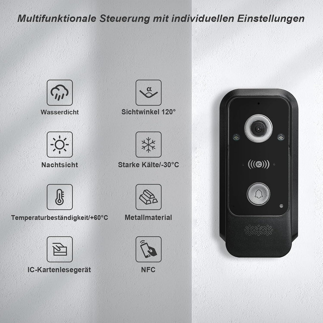7 Zoll WiFi Verkabelte Video-Türklingelanlage mit Monitor, Unterstützung Zwei-Wege-Intercom Tuya APP
