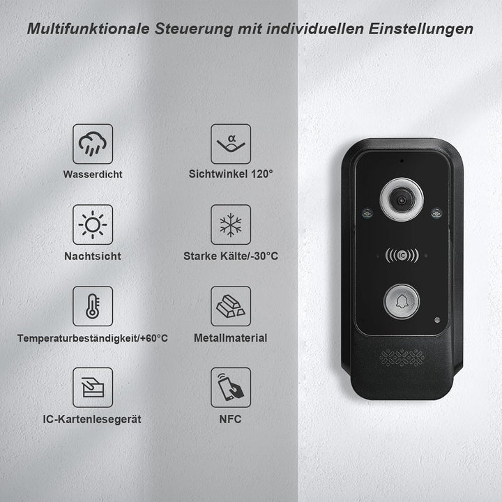 7 Zoll WiFi Verkabelte Video-Türklingelanlage mit Monitor, Unterstützung Zwei-Wege-Intercom Tuya APP