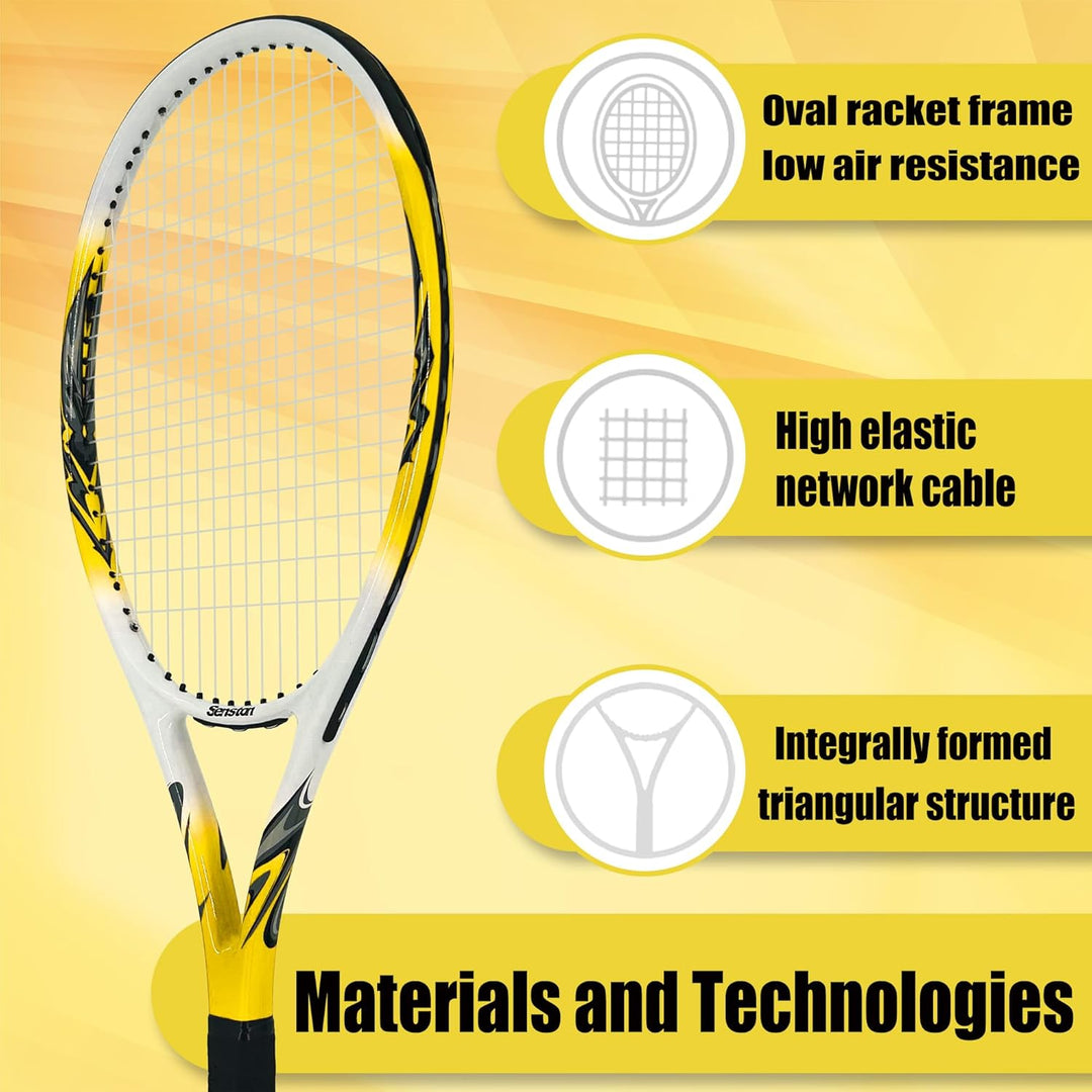 Senston Tennisschläger 68,6 cm, Professioneller Training Tennis Racket für Damen Herren yellow 27 in