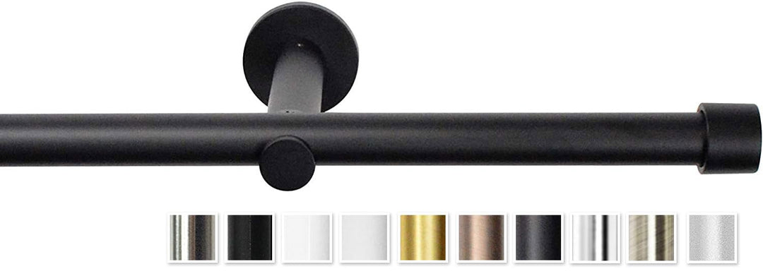 Rollmayer elegant und modern metall Schwarz Matt Vorhangstange/Gardinenstange Ø 19mm Rohr (400cm Cru