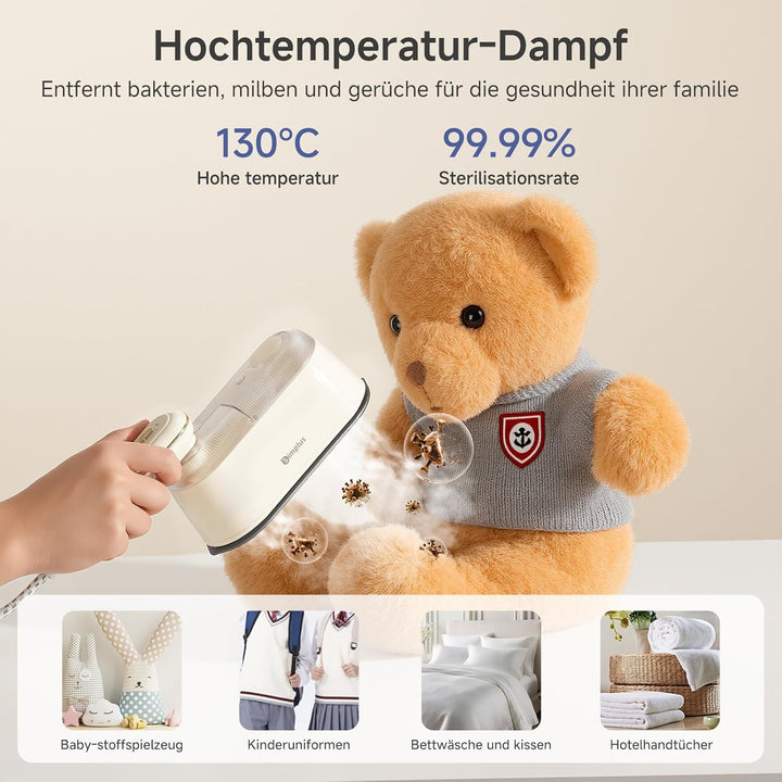 SIMPLUS Dampfglätter 1000W, Reise-Dampfbügeleisen mit 180° drehbarem Griff, 30s schnelles Aufheizen,