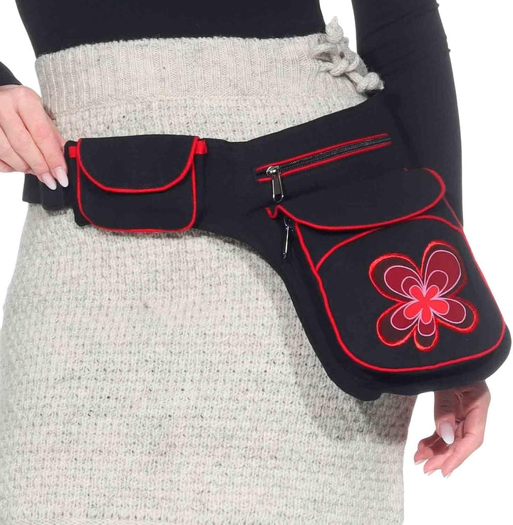 KUNST UND MAGIE Goa Schulter Bauchtasche Gürteltasche Bauchgurt Hippie Psy Festival Blumenmotiv, Far