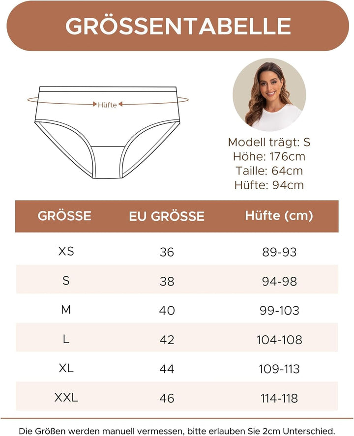 INNERSY Unterhosen Damen Baumwolle Slips Mehrpack Hipster Bequem Unterwäsche 6er Pack M Brights, M B