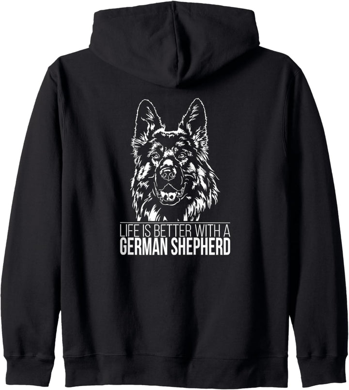 German Shepherd life is better Hund Schäferhund Hundespruch Kapuzenjacke