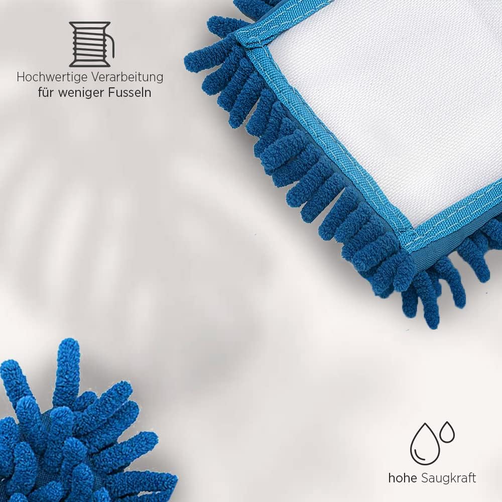 BiOHY Wischmopp (3 x 50 cm) | Chenille Mopp | Microfasermopp blau (3er-Set) | Ideal für die Reinigun