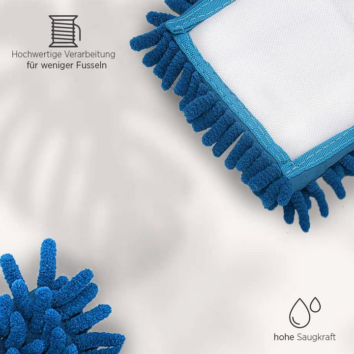 BiOHY Wischmopp (3 x 50 cm) | Chenille Mopp | Microfasermopp blau (3er-Set) | Ideal für die Reinigun