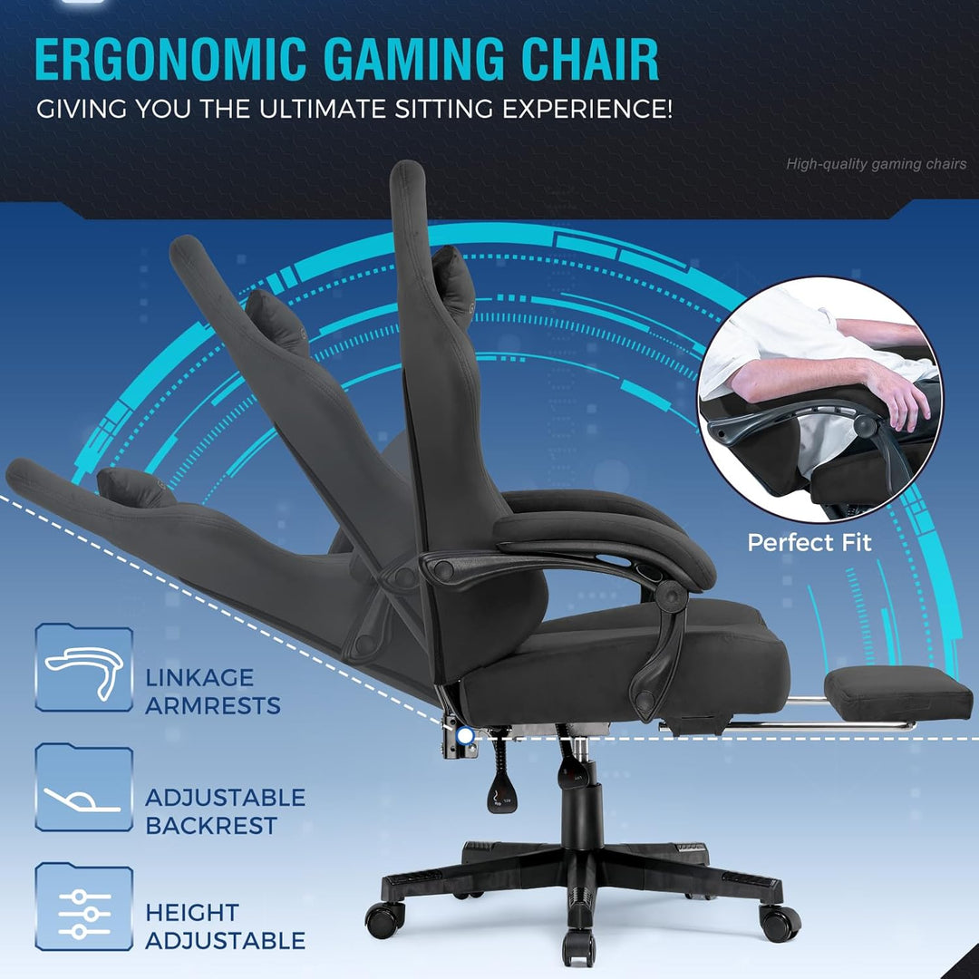 GTPLAYER Gaming Stuhl, Atmungsaktiver Bürostuhl, bürostuhl ergonomisch, Hochwertiger - Stoff, Ergono