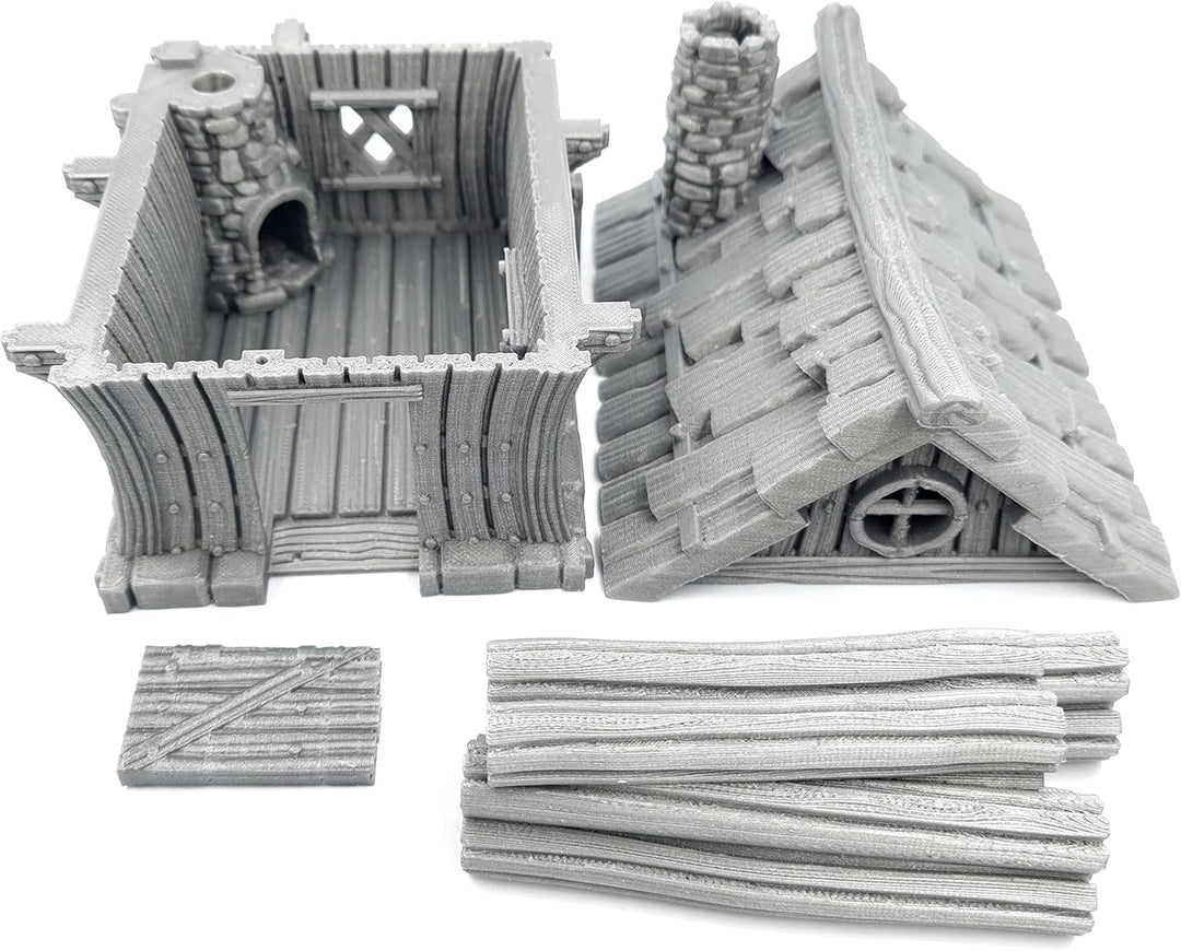 QP3D – Zwerghüttenhaus – Fantasy-Kampfbau-Gelände Landschaft für Tischplatte und RPG, 28–32 mm, Mini