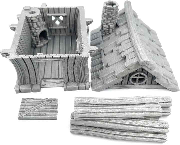 QP3D – Zwerghüttenhaus – Fantasy-Kampfbau-Gelände Landschaft für Tischplatte und RPG, 28–32 mm, Mini