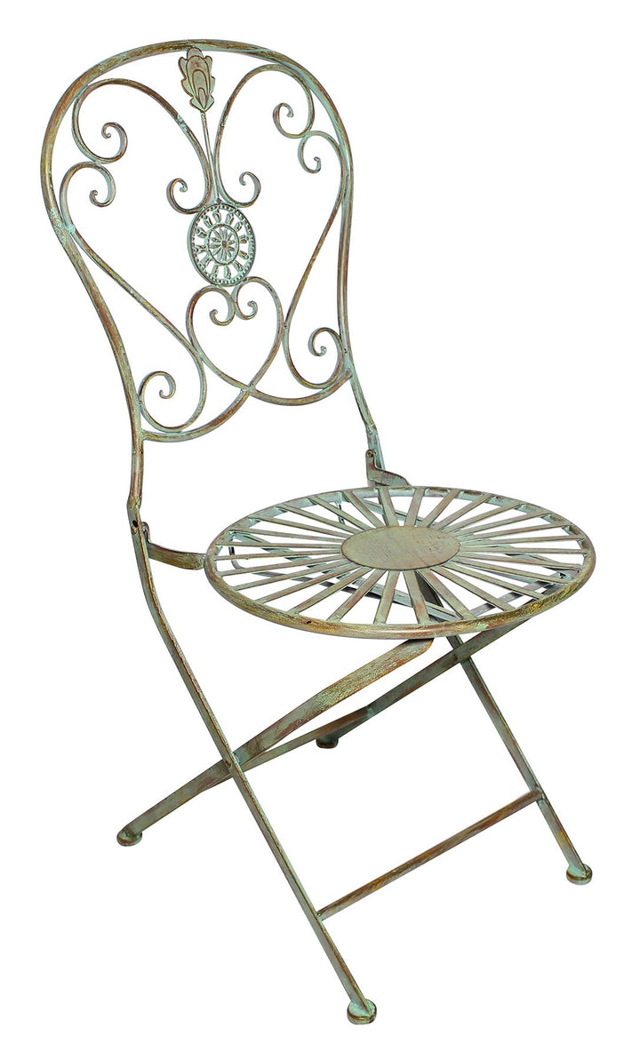 levandeo Gartenstuhl H93cm Metall Rustikal Grün Antik Klappstuhl Garten-Deko Rost Stuhl Terassenstuh