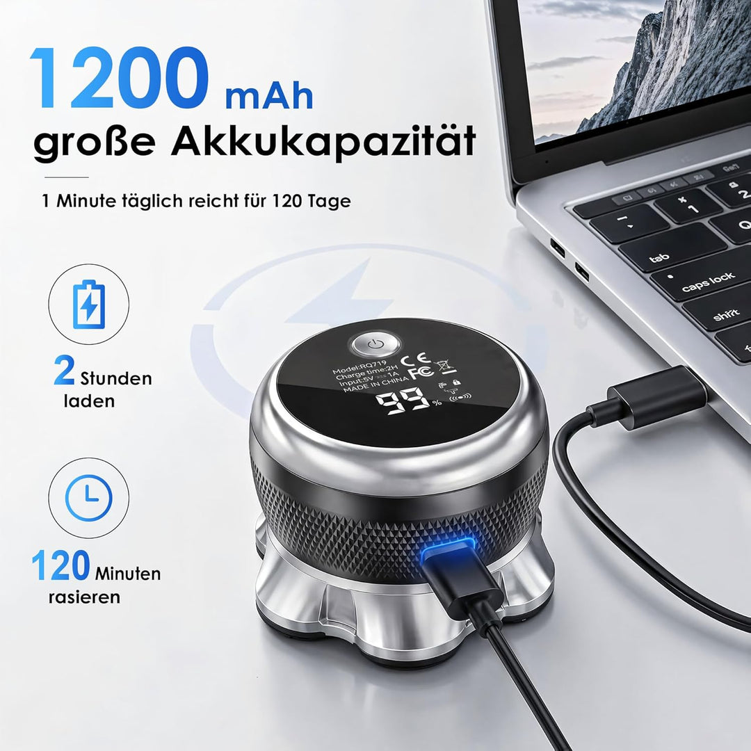 ICARE Glatzen Rasierer Herren – 7D Kopfrasierer Glatze mit Magnetischem Scherkopf – IPX6 Glatzenrasi