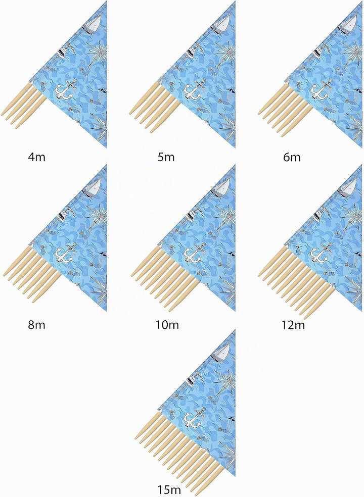 Ladeheid Windschutz Strand Sichtschutz mit Holzstab praktisches Strand Zubehör LAEX001 5 m Marine-64