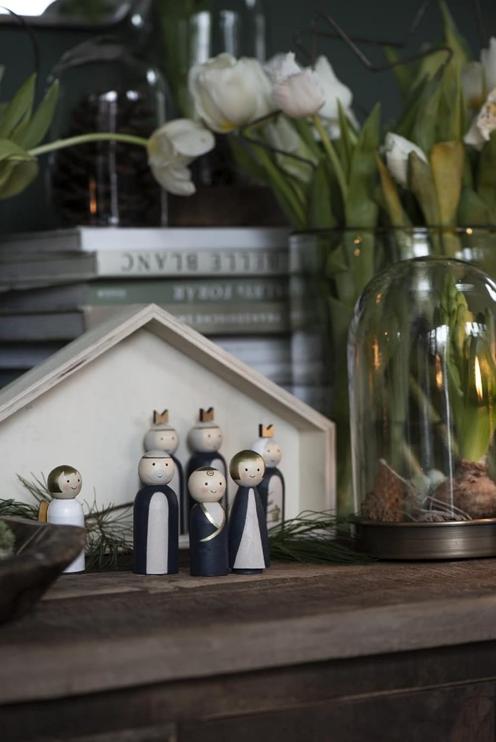 IB Laursen Weihnachts Krippe mit 7 Holz Figuren Set Krippen Weihnachten Deko