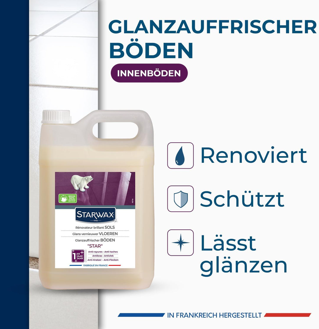 STARWAX Glanzauffrischer Innenböden 5 l | Reinigt und schützt vor Kratzern und Flecken, langanhalten