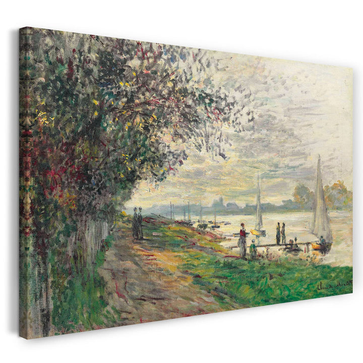 Leinwand (80x60cm): Claude Monet - Die Bank von Petit-Gennevilliers, untergehen 80x60 cm, 80x60 cm