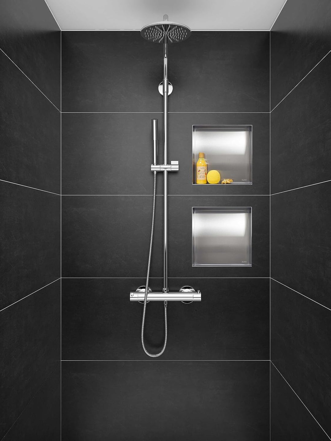 Balneo Wall-Box NO Rim wandnische dusche Edelstahl 30x30x7 cm Duschnische wasserdicht, Flexibler Nis
