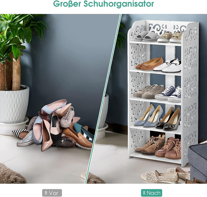 Ejoyous Schuhregal 5 Ebenen, Schuhablage Schmal Schuhschrank Schuhständer Platzsparend Stehregal Sho