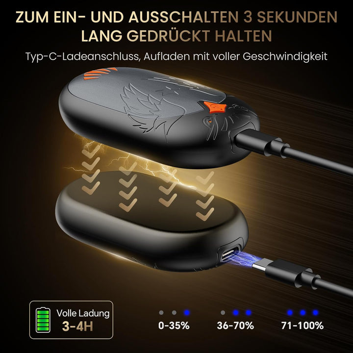 Handwärmer Wiederaufladbar 2 Pack, Elektrische Tragbare Taschenwärmer 2 in 1 Handwärmer mit 3 Heizmo
