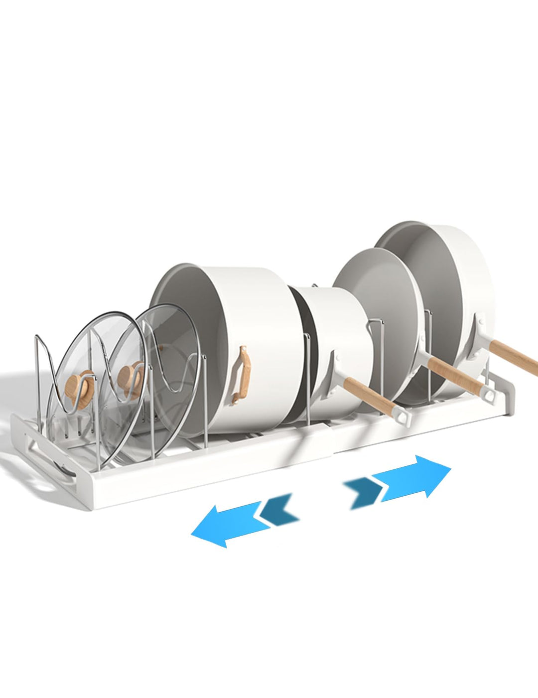 Pfannen Organizer Schublade, Erweiterbarer Topfdeckelhalter, Topfdeckel Organizer, mit 7 verstellbar