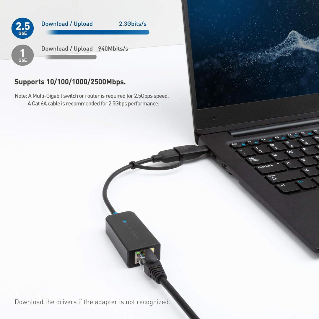 Cable Matters USB auf 2,5 Gigabit Ethernet Adapter (USB Netzwerkadapter, LAN USB Adapter) - unterstü