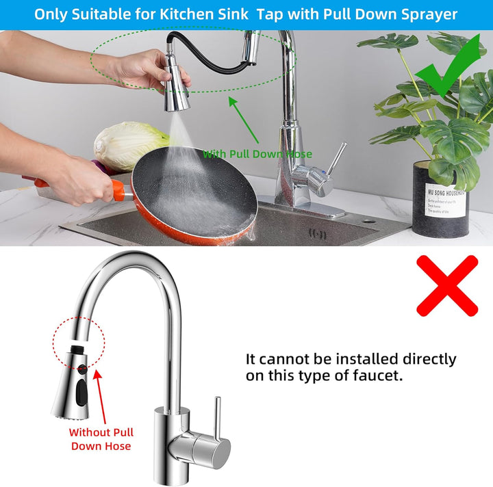 Hibbent Küchenarmatur Kopf Ersatz, 3-Funktions-Küche Spüle Sprühdüse kompatibel mit Moen,Pull Down K