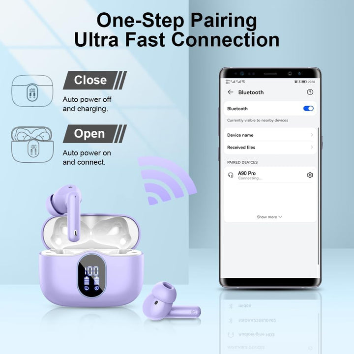 Wireless Earbuds, Bluetooth 5.4 Kopfhörer In Ear mit 4 ENC Noise Cancelling Mikrofon, Bluetooth Earb
