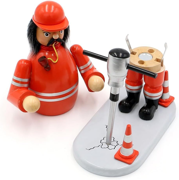 Dekohelden24 Holz Räuchermann, Räucherfigur, Rauchfigur, Räuchermännchen als Strassenbauer/Bauarbeit