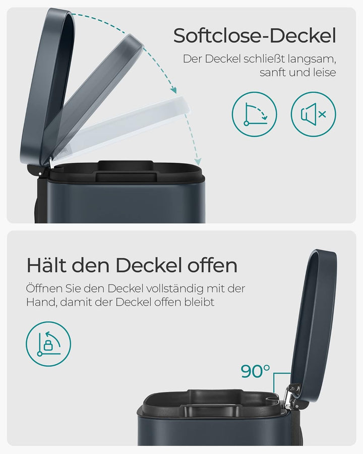 SONGMICS Mülleimer für die Küche, 30 L Abfalleimer mit Pedal, Treteimer mit Inneneimer aus Kunststof