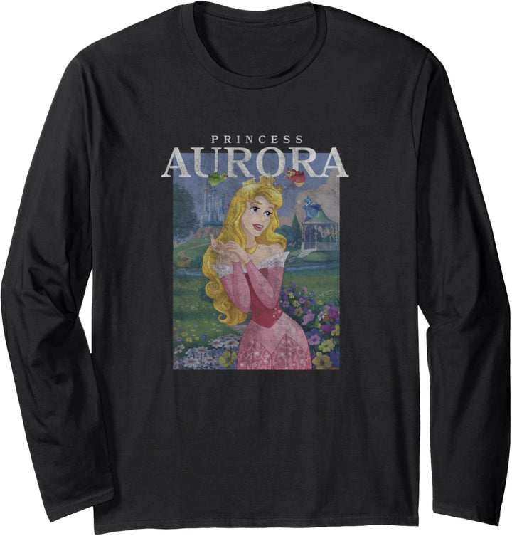 Disney Sleeping Beauty Princess Aurora Flower Portrait Langarmshirt
