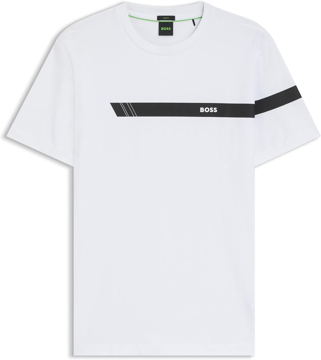 BOSS Herren Tee 2 T-Shirt aus Stretch-Baumwolle mit Streifen und Logo XXL White100, XXL White100